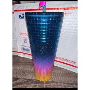 STARBUCKS TIM HAMILTON DESIGN PRIDE RAINBOW GRID cold cup TUMBLER